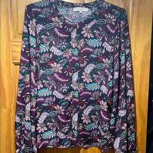 LOFT Multicolor Paisley Button-Up Blouse